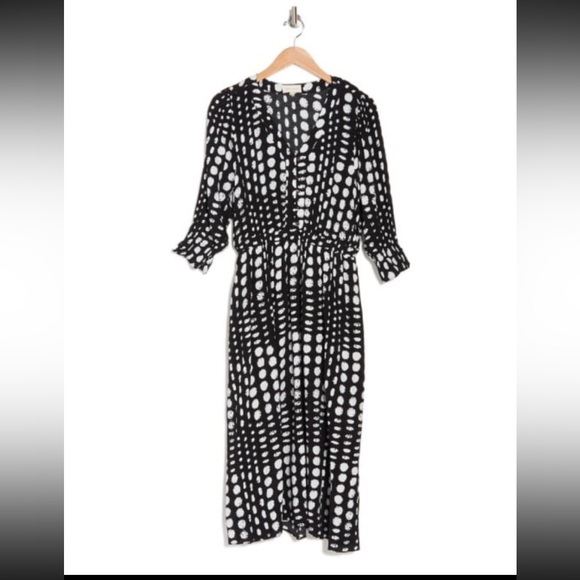 Dress M elloDay Dot Print V-Neck 3/4 Sleeve - Picture 3 of 6